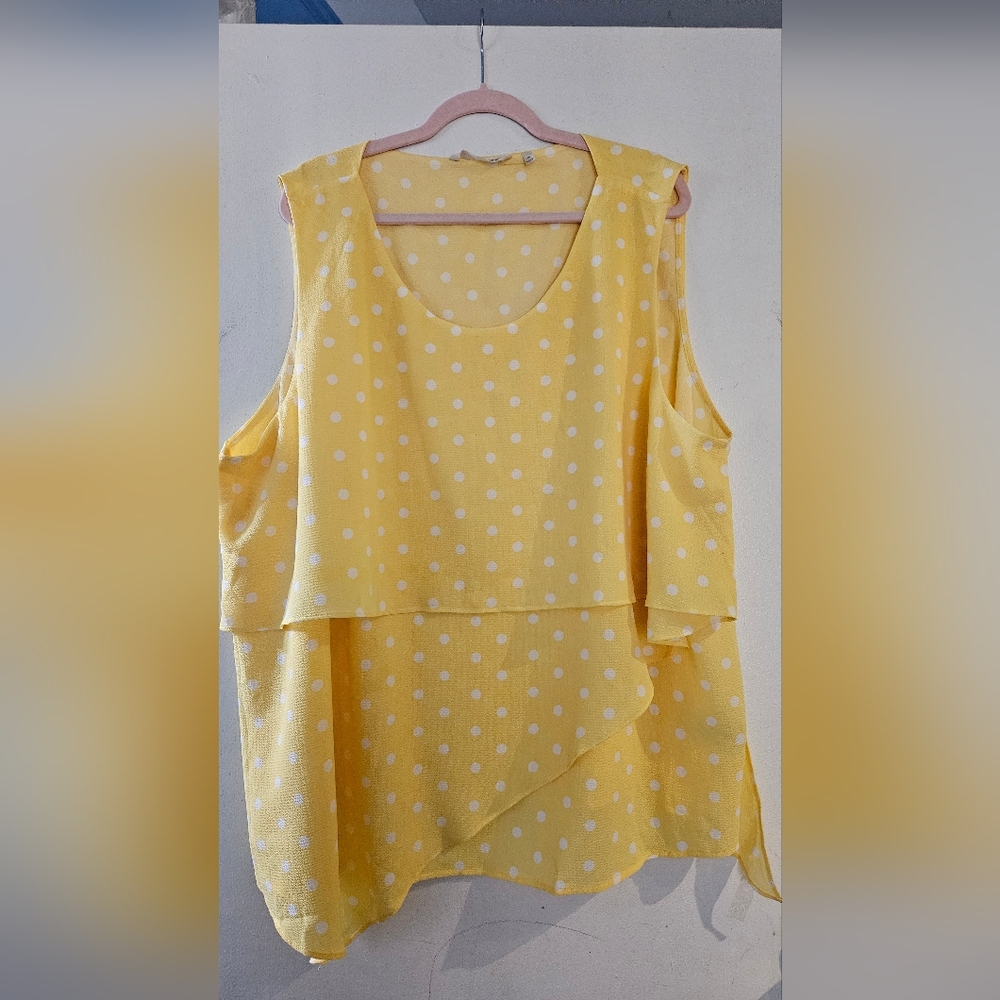 Soft Surroundings Yellow Polka Dot Top